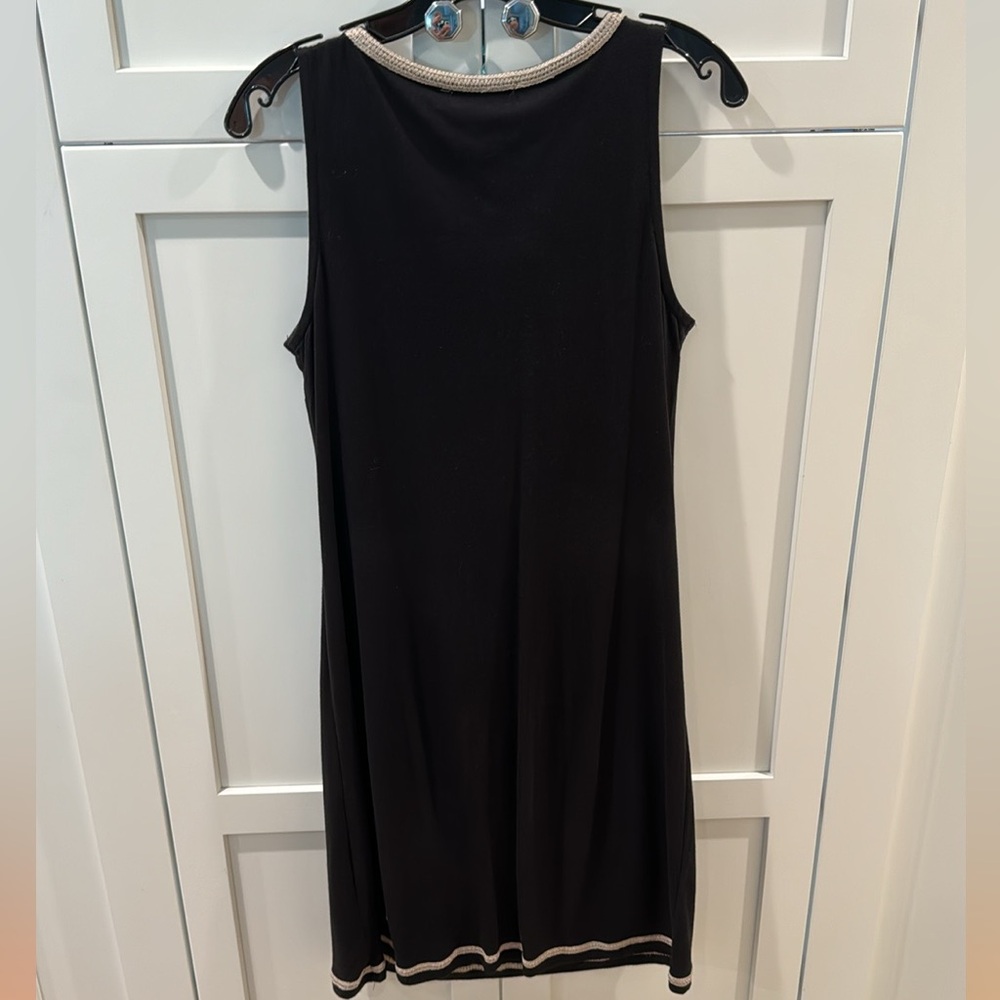 INC International Concepts Knit Sheath Sleeveless Beaded Applique Dress Black M - Picture 5 of 6